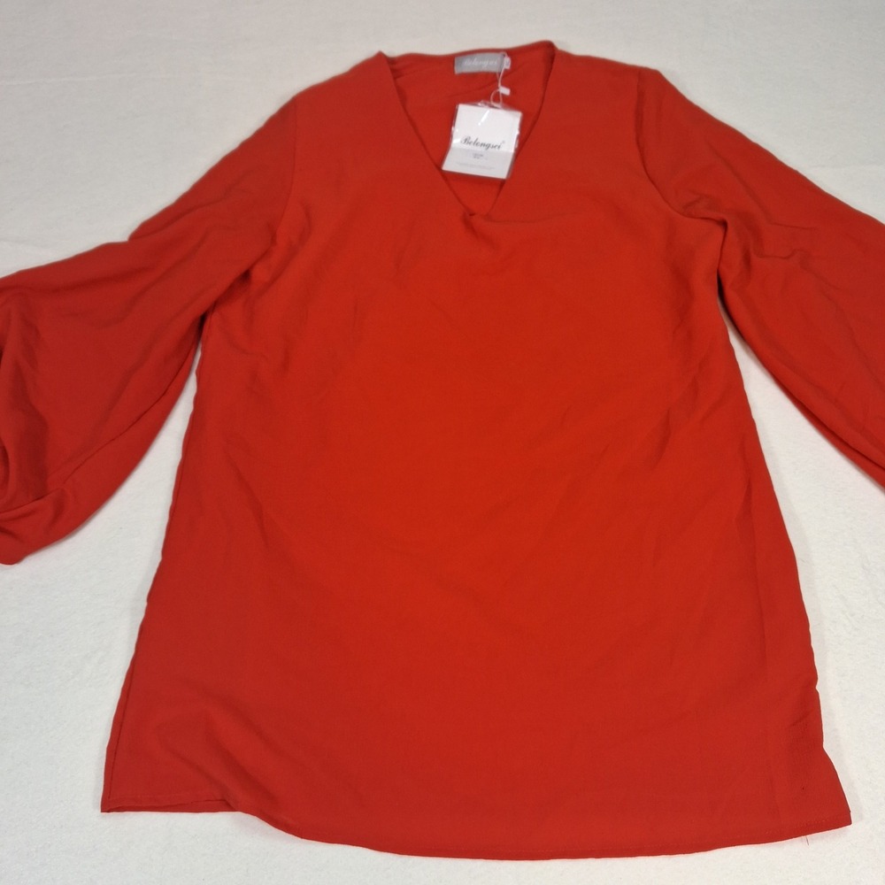Belongsci V-Neck Blouse‎ Womens XL Red Bell Sleeve 1413# NEW
